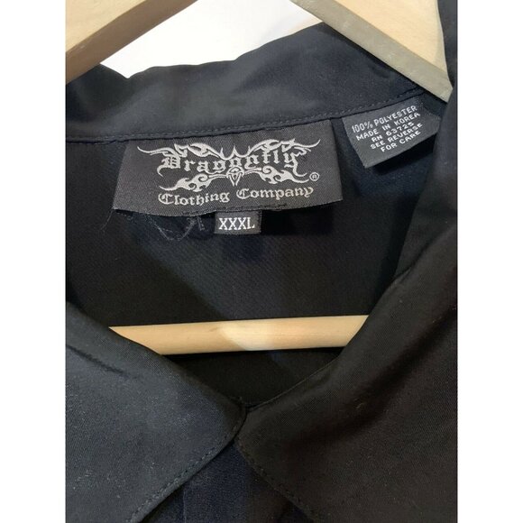 Dragonfly Clothing Co Men’s‎ Sz XXXL Skull Motorcycle Biker Button American Flag - Picture 2 of 6